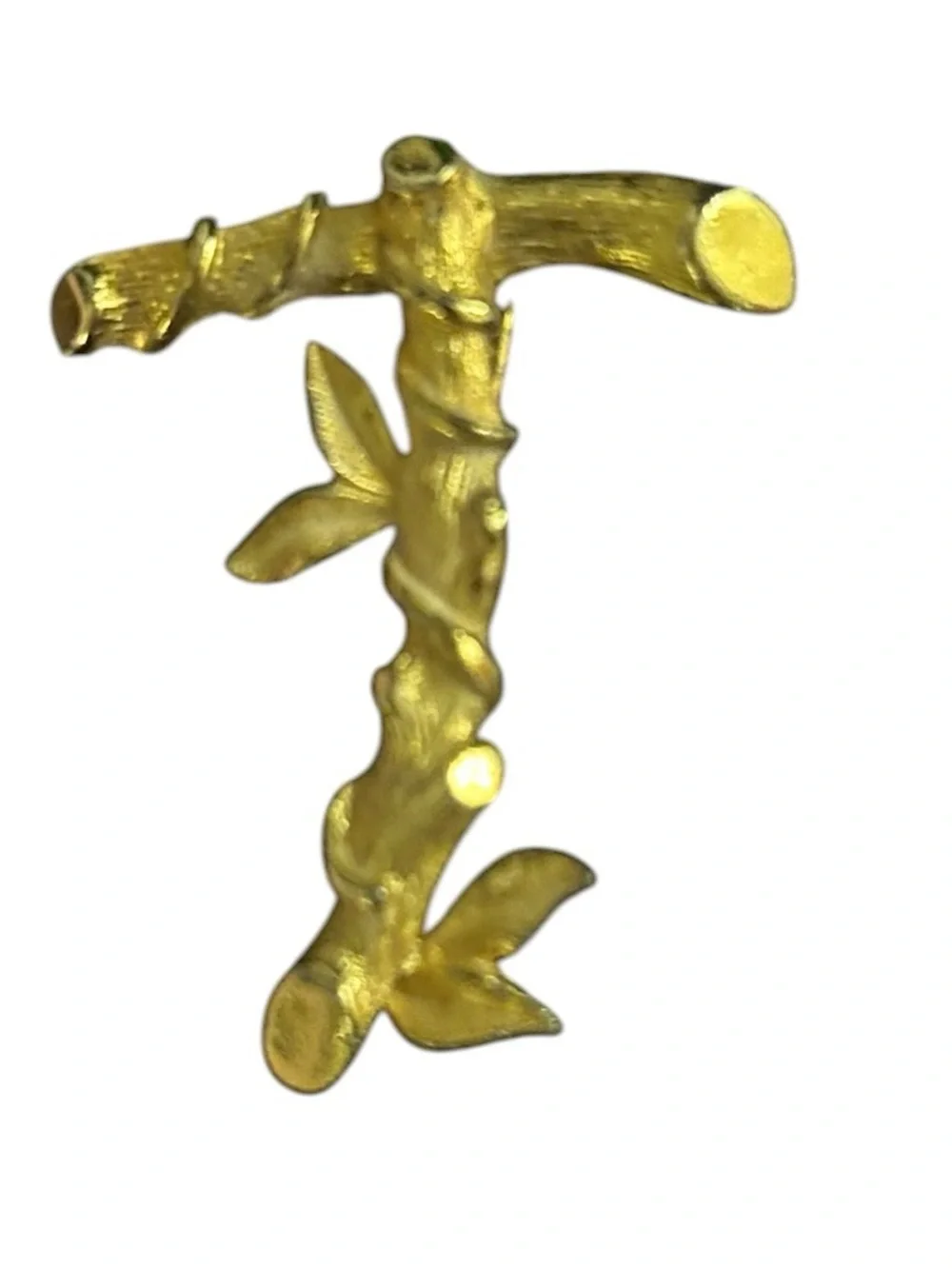 Gold Bamboo Twig‎ Brooch Pin